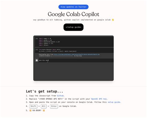 5K views 8 months ago #<b>googlecolab</b> #notebooks #python #coding. . Github copilot google colab